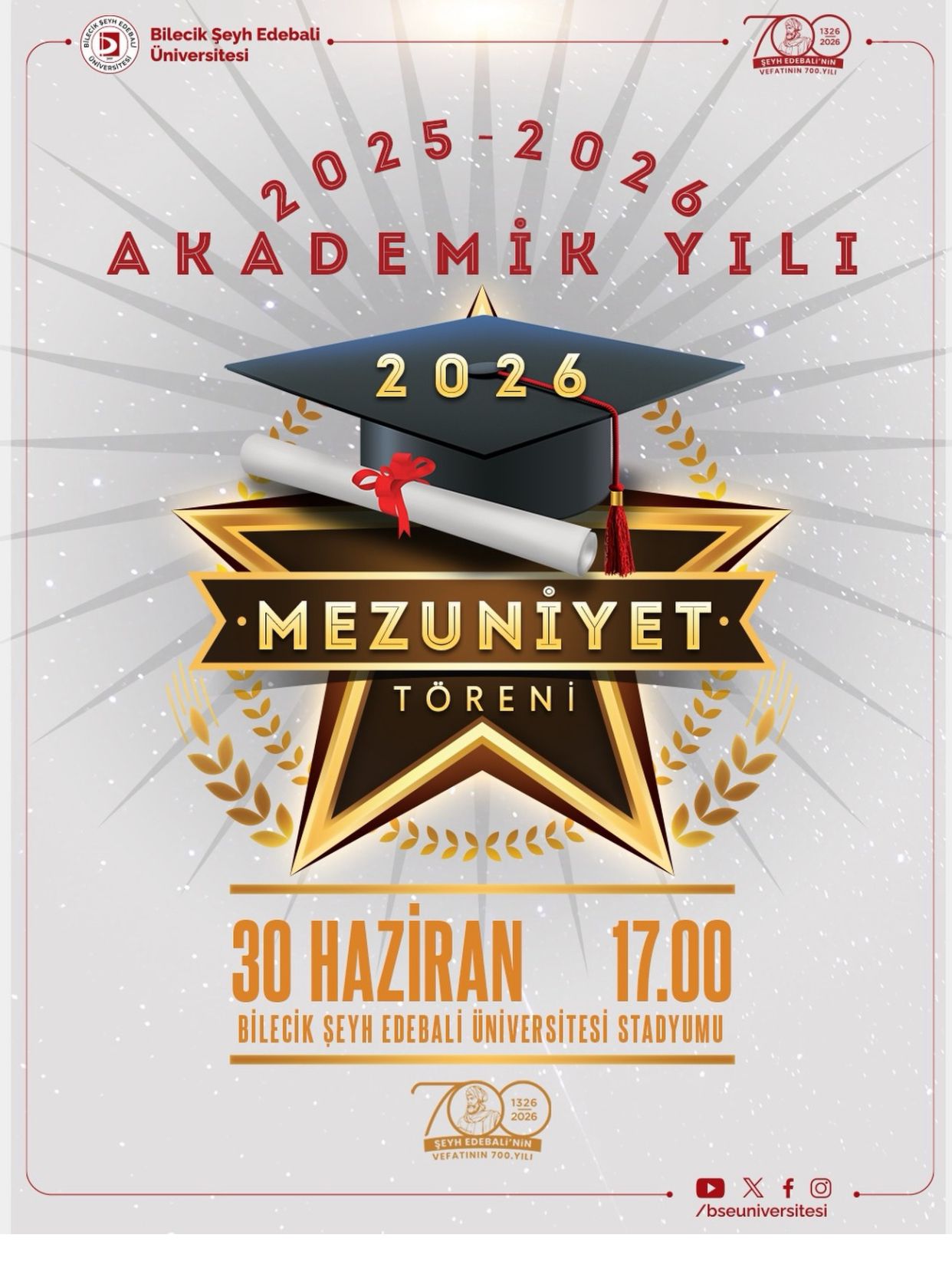 Üniversitemizin 2025-2026 Yılı Akademik Mezuniyet Töreni 30 Haziran'da Gerçekleşecek!